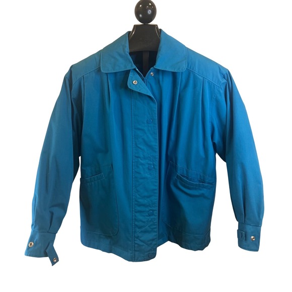 London Fog Jackets & Blazers - Vintage Towne by London Fog Teal Blue Zip Front Quilted Lined Jacket Mens Medium